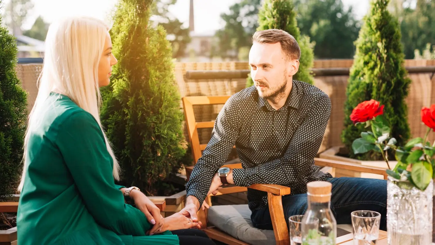 Couple talking face to face