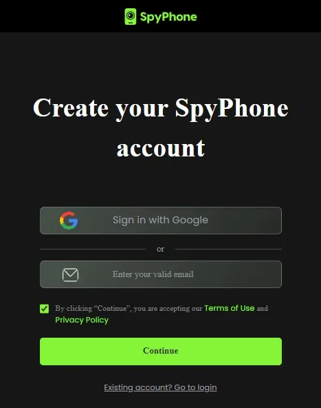 create a SpyPhone account