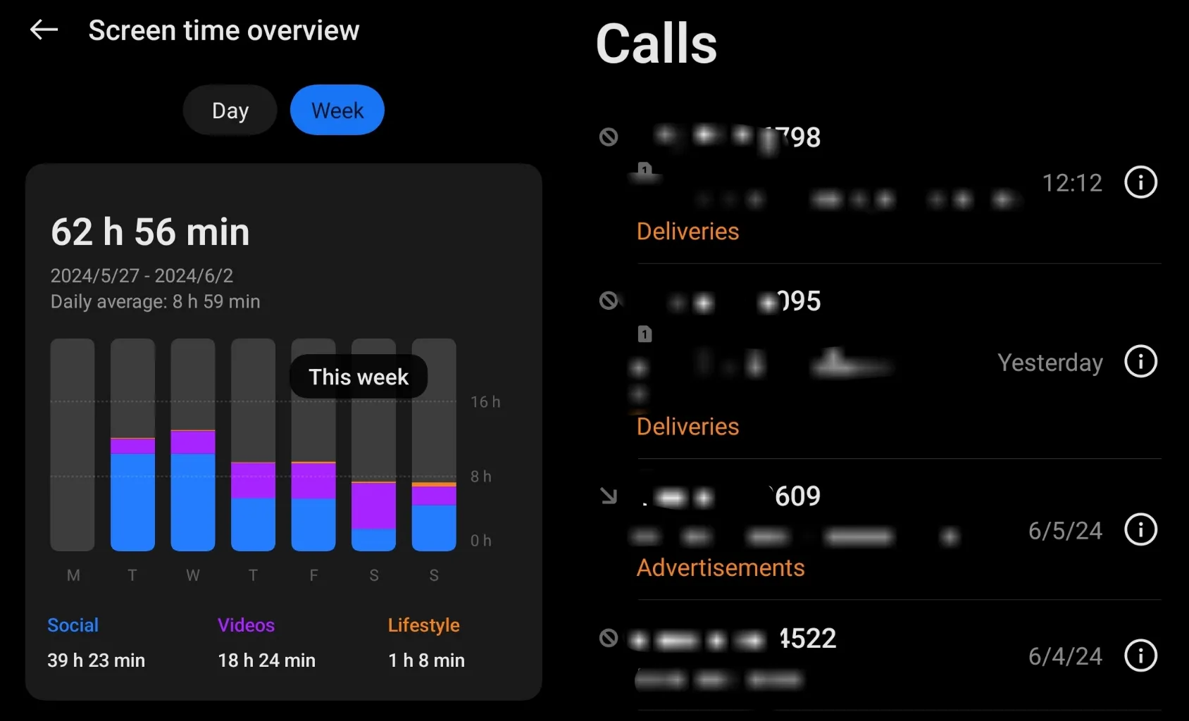 apps usage time and call logs