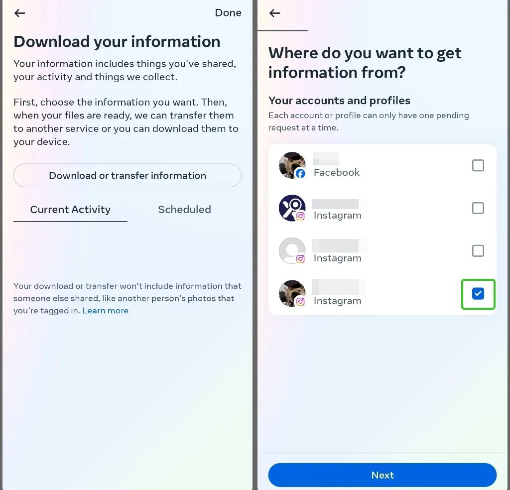 Instagram download your information