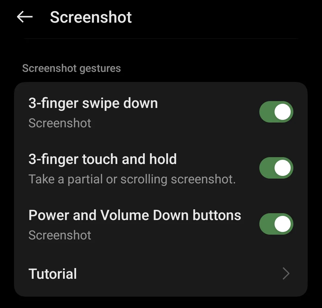 Gesture screenshot