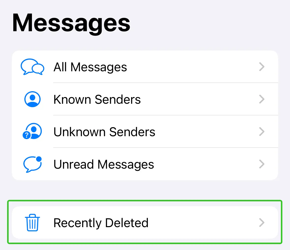 Recently deleted messages