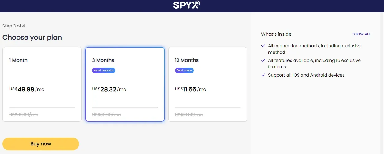 Buy SpyX Plan