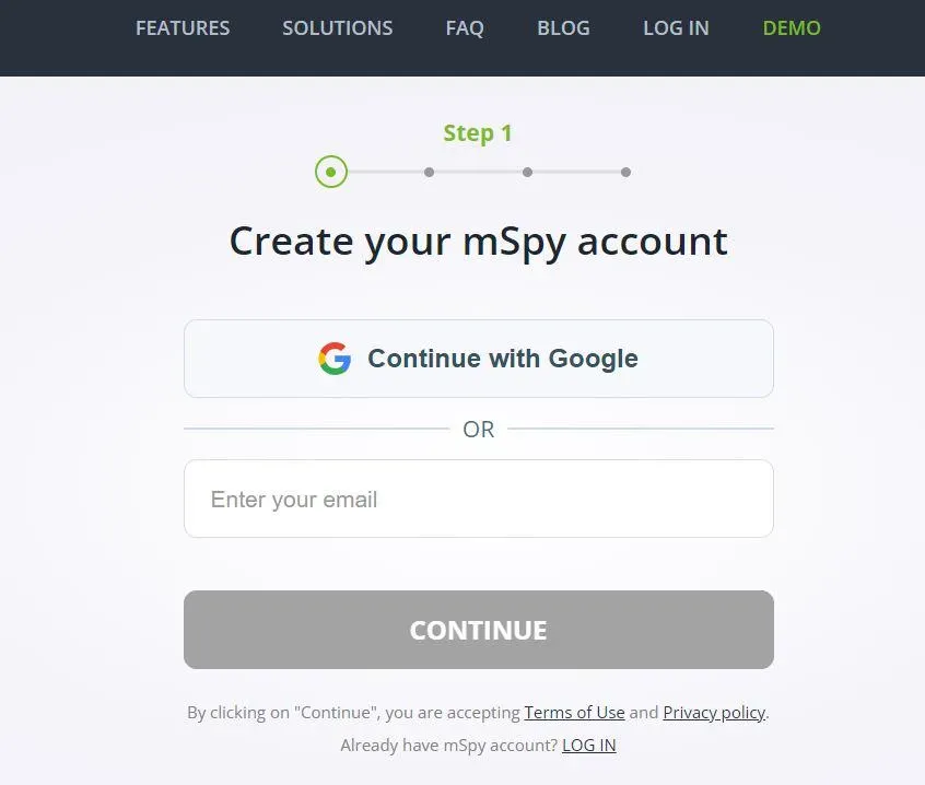 mSpy signup