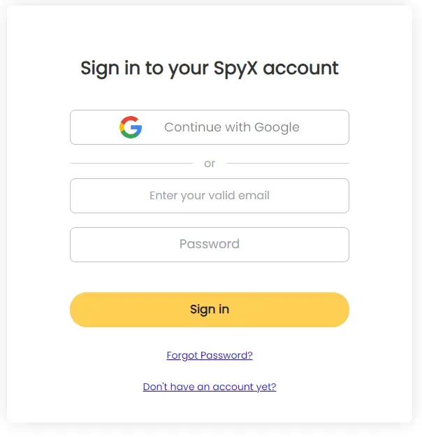 SpyX Sign-in