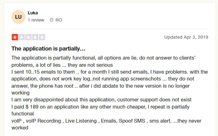 Spyera Review about Poor Customer Service