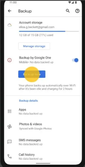 Android backup now