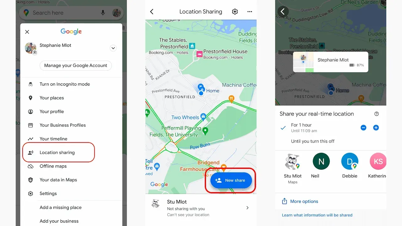 Location Sharing in Google Maps