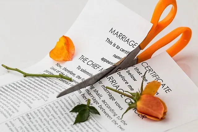 Marriage certificate cut with scissors after wife cheating