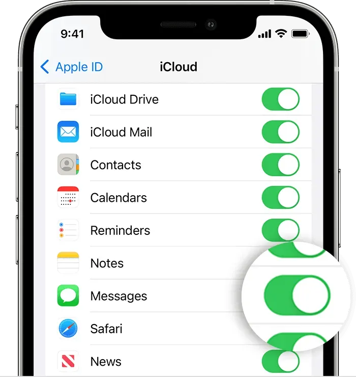 Enable iCloud iMessages