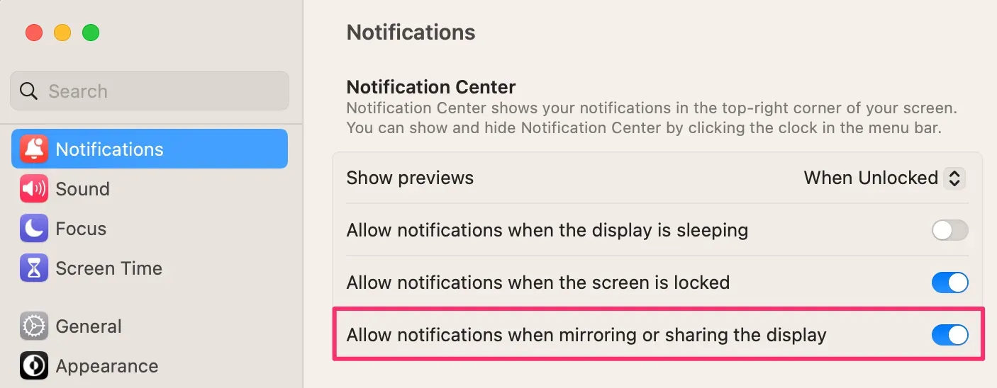 Enable Notification Mirroring